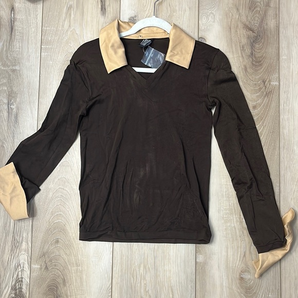 Wolford Tops - Wolford Detachable Collar and Cuffs Pullover Top Brown Size Medium NEW